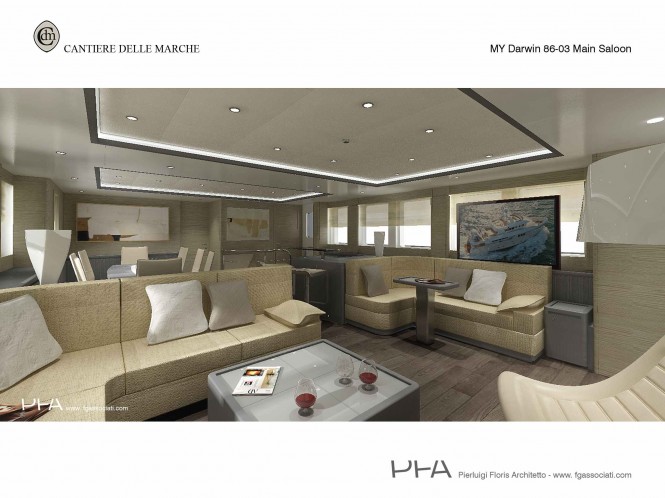 Luxury yacht Darwin Class 86' - Main Saloon