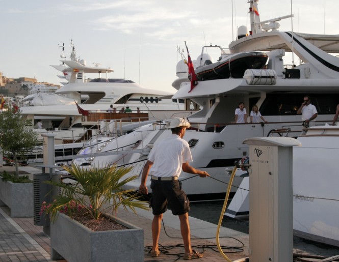 Luxury yachts anchored at Marina Ibiza