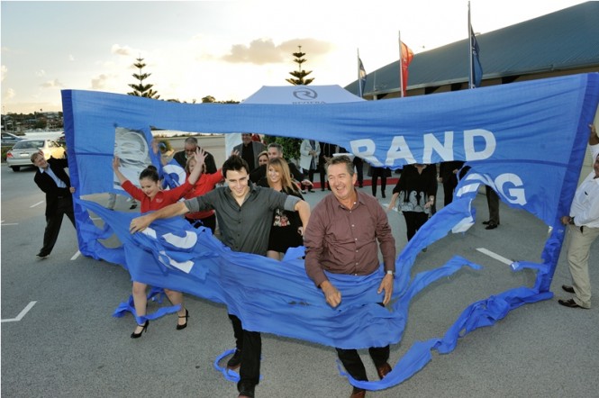 More than 100 Riviera owners including Clint Jakovich (right) celebrated the official opening of R Marine Mandurah