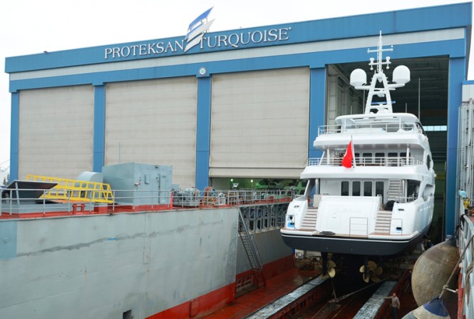 NB56 superyacht Ileria (Project Thunder) leaving her shed at Proteksan Turquoise NB56 superyacht Ileria (Project Thunder) leaving her shed at Proteksan Turquoise
