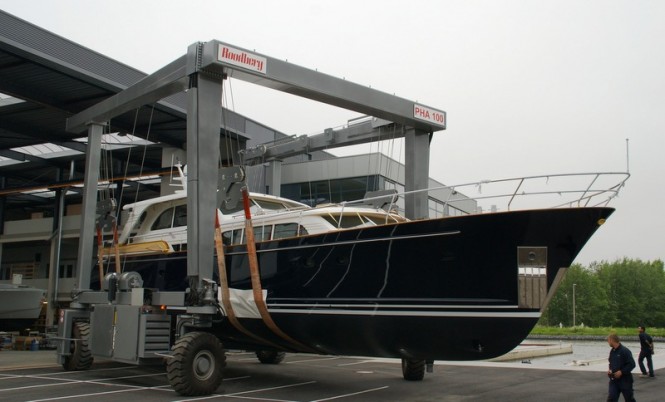 New Mulder 75 Wheelhouse Yacht at launch at new Mulder facility