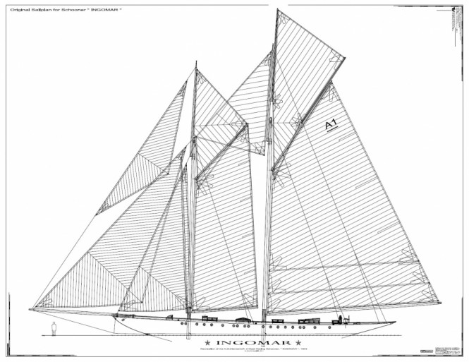 Original sailplan for Ingomar Yacht