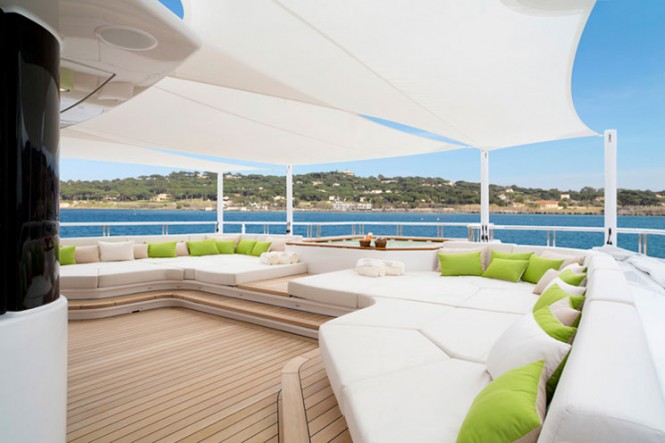 Sun Deck on mega yacht MOGAMBO