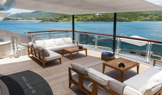 Superyacht Quattroelle - Aft deck seating Photo by Klaus Jordan