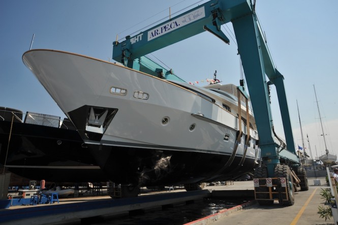 The launch of the 2011 SD92 Motor Yacht Mia Rocca IX at Sanlorenzo