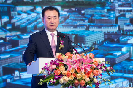 Wanda Chairman Wang Jianlin addresses the ceremony