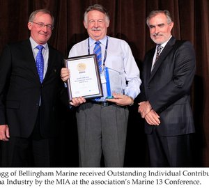 Bellingham Marine’s John Spragg awarded at Marine 13 Conference by MIA 