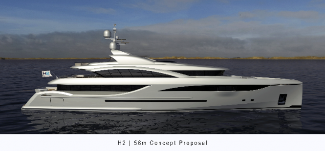 58m superyacht concept proposal by Dorries Maritime and H2 Yacht Design