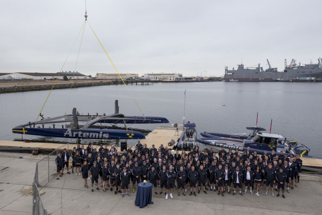Second AC72 Yacht Artemis Racing launch and Christening