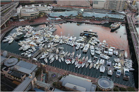 Aerial view of Sydney International Boat Show