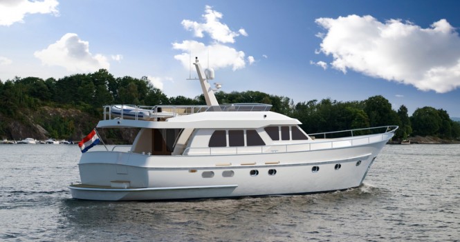 Continental Trawler 20.00 Flybridge Yacht in white - aft view