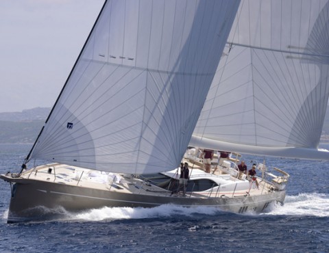 Humphreys-designed Oyster 885 superyacht Karibu powers up wind - Photo by Rick Tomlinson