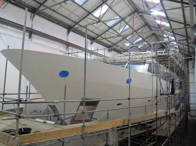 INFINITY yacht under refit - Image courtesy of Goodacre Boat Repairs and Refits