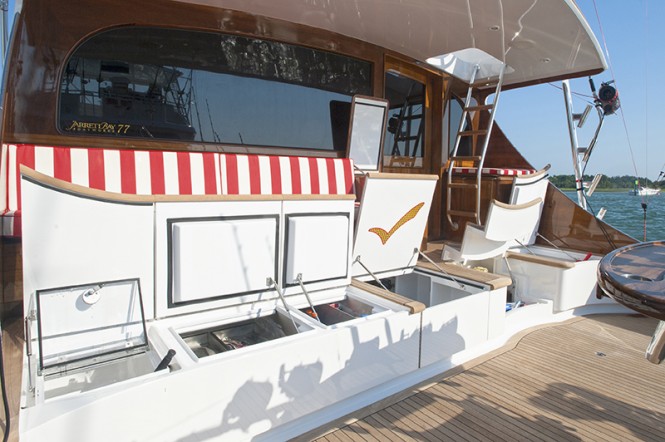 JB77 luxury yacht Blank Check - aft view