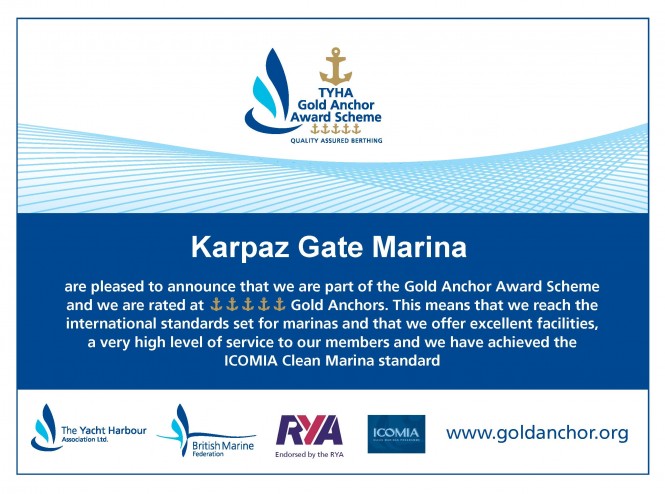 Karpaz Gate Marina is rated at 5 Gold Anchors