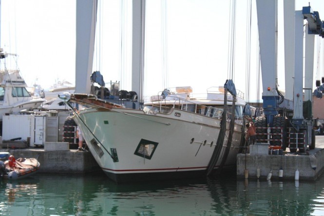 Launch of classic yacht Andromeda at Castagnola shipyard