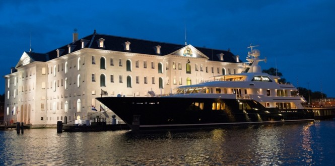 Luxury superyacht Sea Owl by night