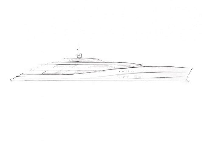 Luxury yacht P0513 concept - Side Frame Sketch