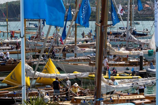 Luxury yachts anchored at Cowes Yacht Haven