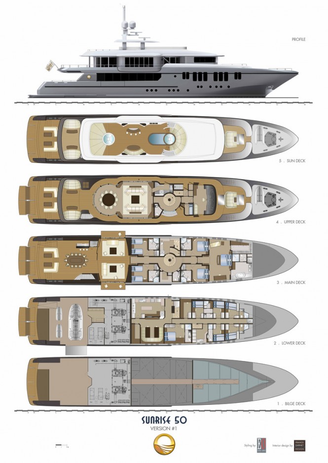 Sunrise 50 Yacht Concept - Layout