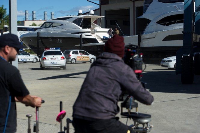 The camera crew film all the action on set at Riviera