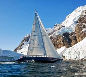 Photo of Ron Holland-designed Maxi 78 Yacht WILD sailing in the ice