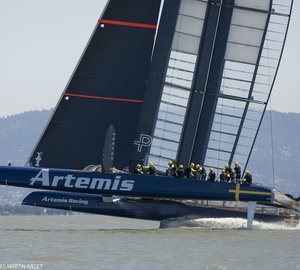 Spectacular debut for Artemis Racing's second AC72 yacht 'Big Blue'