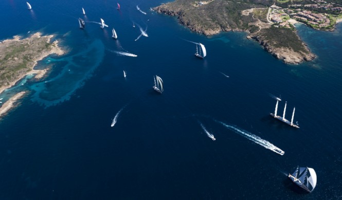 Aerial view of Perini Navi Cup 2013 Fleet Photo: Studio Borlenghi/Stefano Gattini