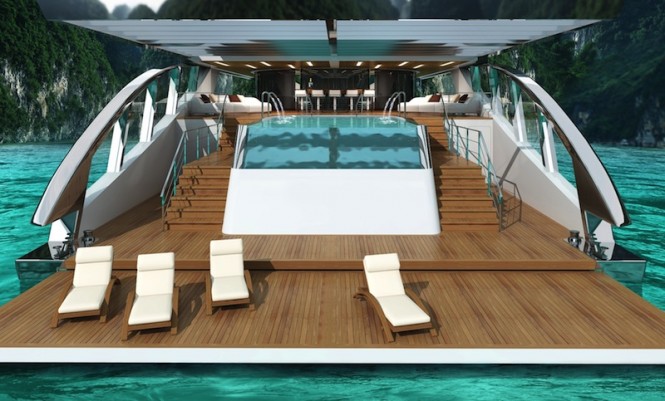 70m luxury yacht concept by Joachim Kinder - sternview