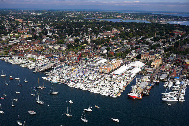 Aerial view of Newport International Boat Show - Photo credit to Billy Black