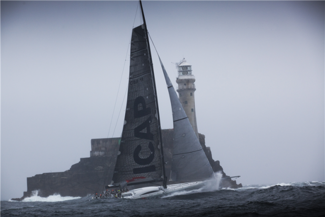 Charter yacht ICAP Leopard at the Fastnet Rock - Image credit to Rolex Daniel Forsterjpg