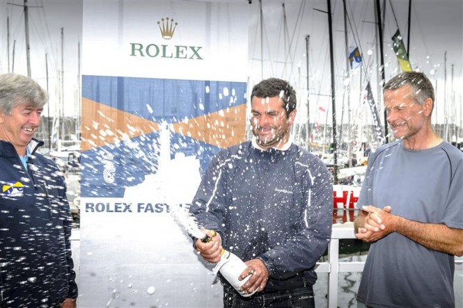 Eddie Warden Owen, RORC CEO and the winners - NIGHT AND DAY - Photo by Rolex Kurt Arrigo