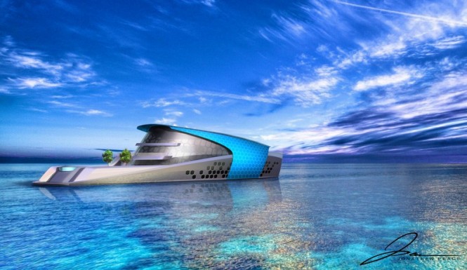 Jonathan Peace designed Maluhia Yacht Concept - aft view