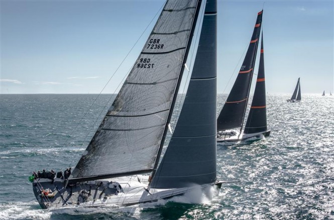 Luxury yacht Ran 2 in close pursuit of Bella Mente yacht after the race start