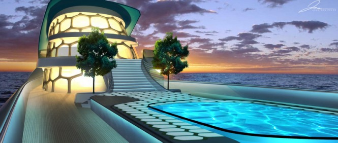 Maluhia Yacht Concept - aft view - deck
