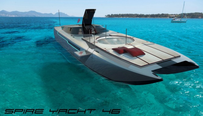 SPIRE YACHT 46 yacht chase boat with hot tub