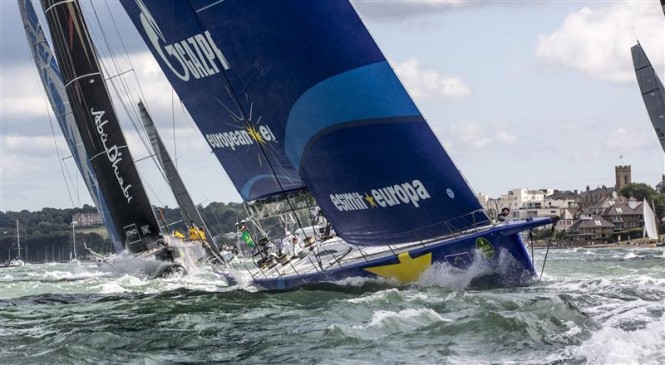 Superyacht Esimit Europa 2 at the start of the 2013 Rolex Fastnet Race - Photo by Rolex Daniel Forster