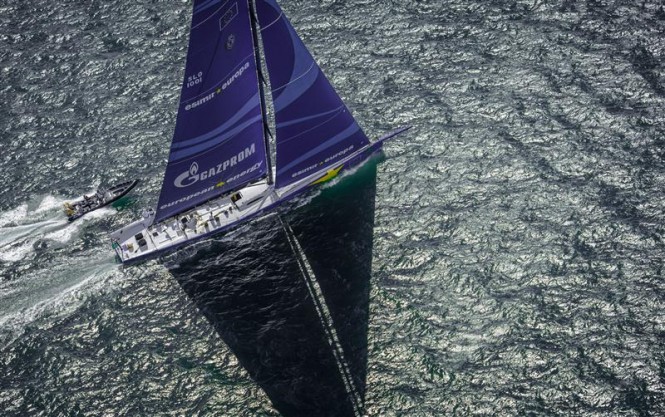 Superyacht Esimit Europa 2 leading the fleet at the 2013 Rolex Fastnet Race - Photo by Rolex Kurt Arrigo