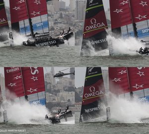 First race of Louis Vuitton Cup Final won by Emirates Team New Zealand