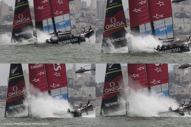 4th America's Cup - Louis Vuitton Cup - Louis Vuitton Cup Final - Race Day 1 - Emirates Team New Zealand Nosedive