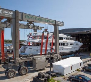 Motor yacht MAGIC starts refit at Front Street Shipyard