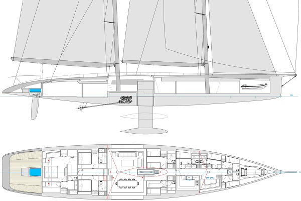 44m Persak & Wurmfeld superyacht concept - Layout