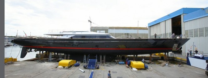 60m Perini Navi/Ron Holland Design superyacht Seahawk (hull C.2193) at launch