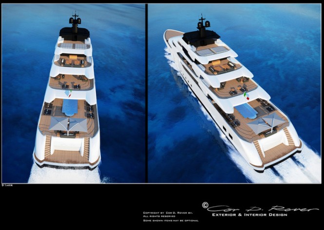 91m Beach luxury motor yacht concept - aft view