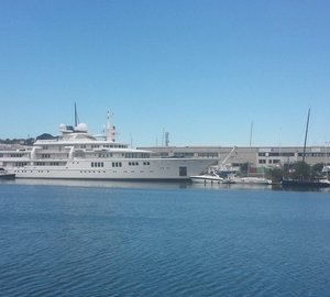 Impressive 93m Nobiskrug mega yacht TATOOSH stops at Quaiat Yard in Trieste