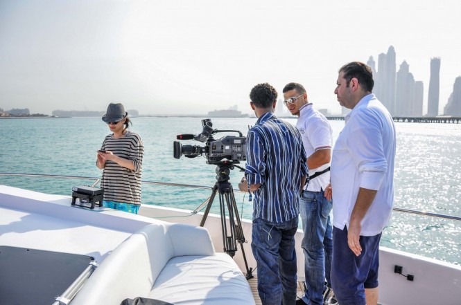 From Left to Right, Director Maher Al Khaja, Cameraman Assistan Zakaria Belafquih, Helper Ahmed Ali Gulum