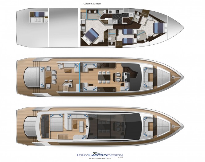 Galeon 820 Skydeck yacht project - Layout
