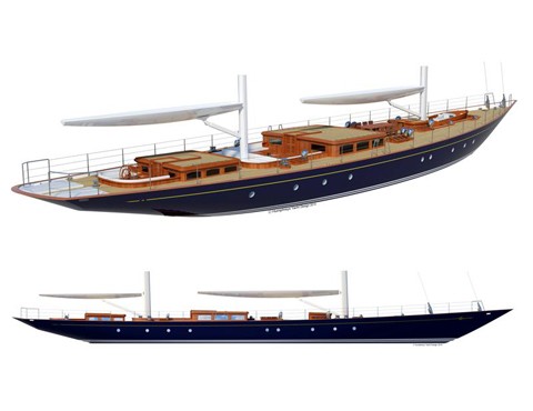 Humphreys-designed superyacht Tempus 150 ketch configuration
