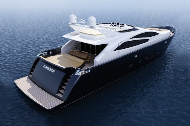 Luxury yacht 95 Sport concept - aft view