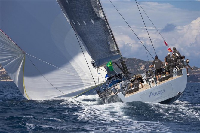 Luxury yacht Aegir reaching during the coastal race